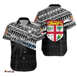 Custom Personalised Fiji Rugby Hawaiian Shirt Coconut Tree Version