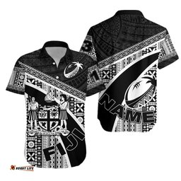 Custom Personalised Fiji Tapa Hawaiian Shirt Simple Rugby Custom Text and Number