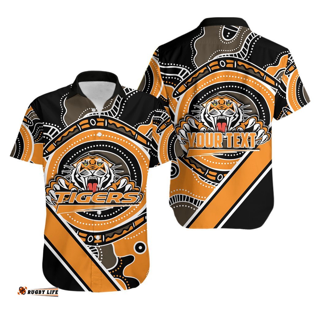 Custom Personalised Wests Tigers Hawaiian Shirt Version Abiriginal
