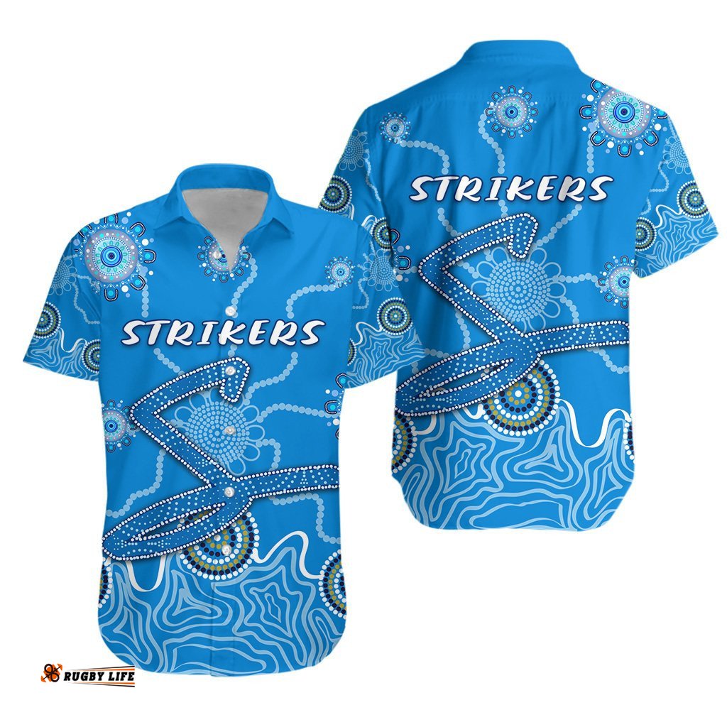 Adelaide Strikers Hawaiian Shirt Indigenous Blue Energy