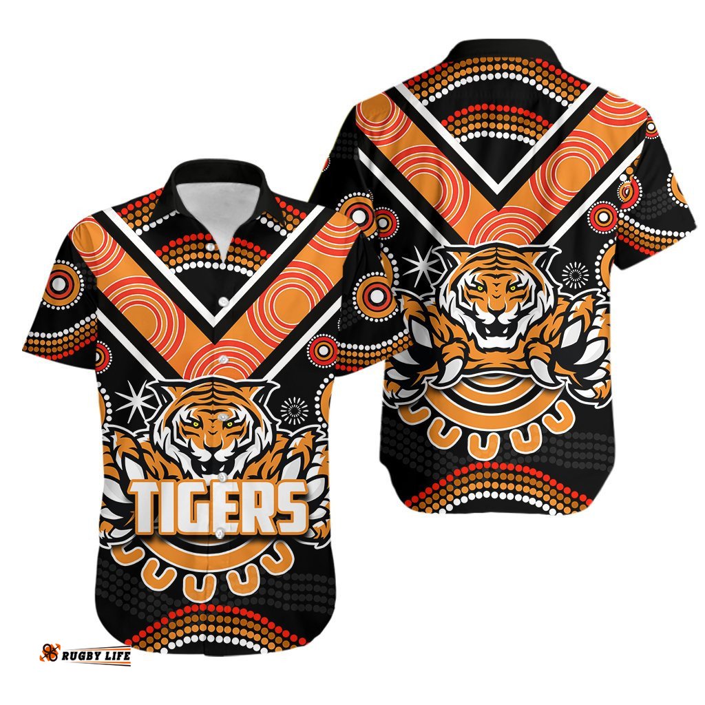 Wests Tigers Hawaiian Shirt Aboriginal Style