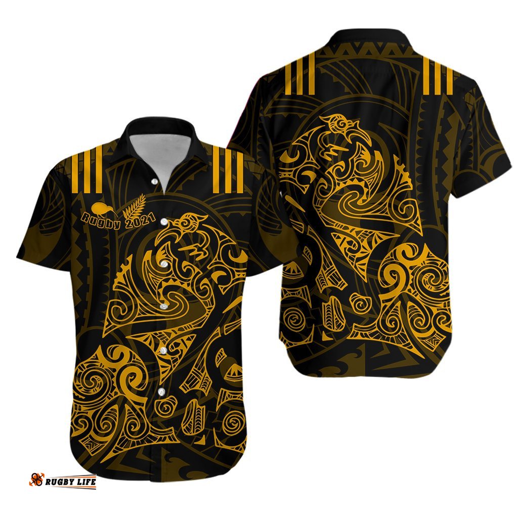 Aotearoa Super Rugby Hawaiian Shirt Maori Kiwi Golden