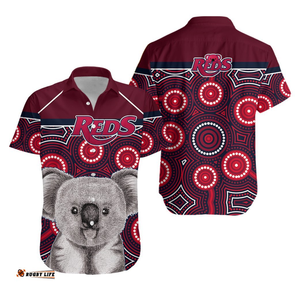 Reds Rugby Australian Hawaiian Shirt Simple Indigenous Queensland