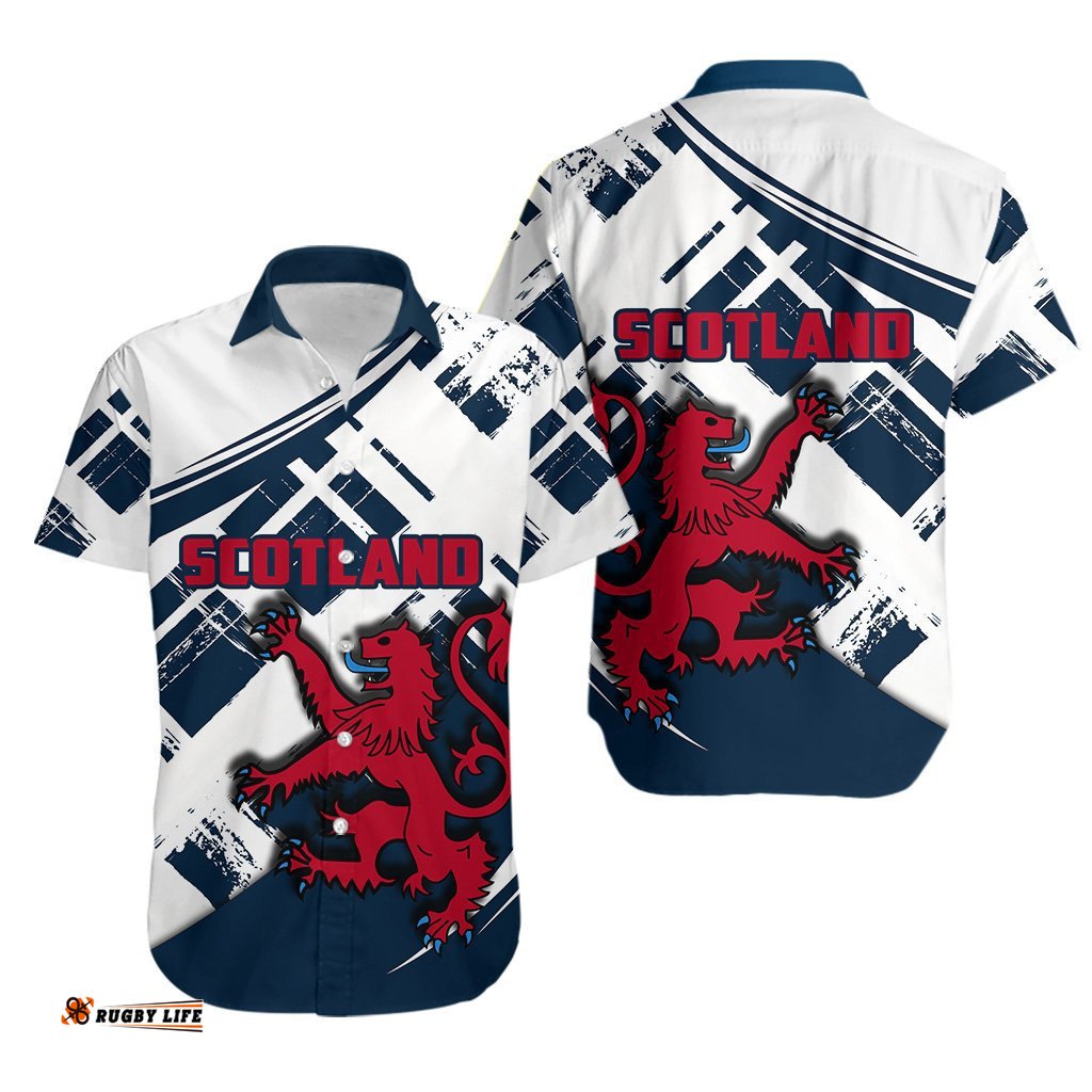 Scotland Rugby Hawaiian Shirt Lion Rampant Style