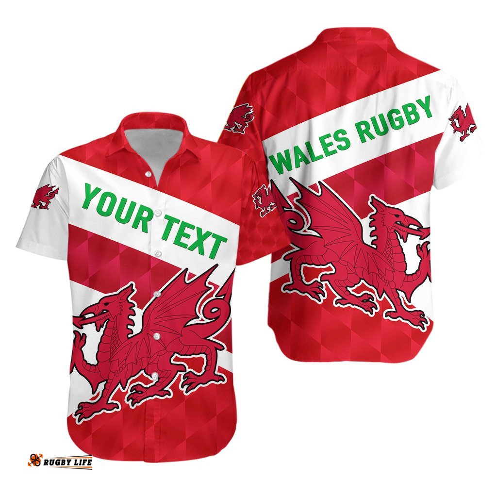 Custom Personalised Wales Rugby Hawaiian Shirt Sporty Style