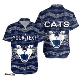 Custom Personalised Geelong Hawaiian Shirt Cats Indigenous Navy