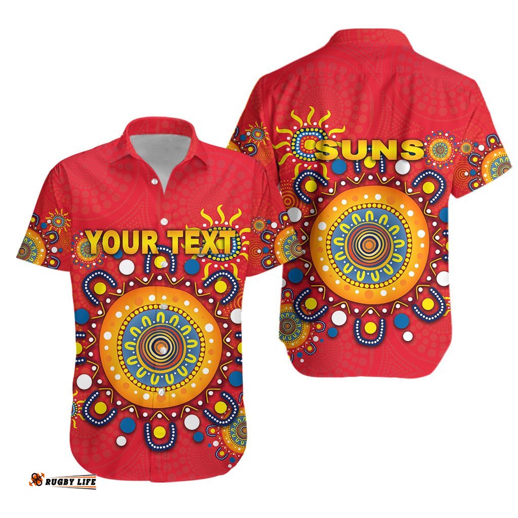 Custom Personalised Gold Coast Hawaiian Shirt Suns Indigenous