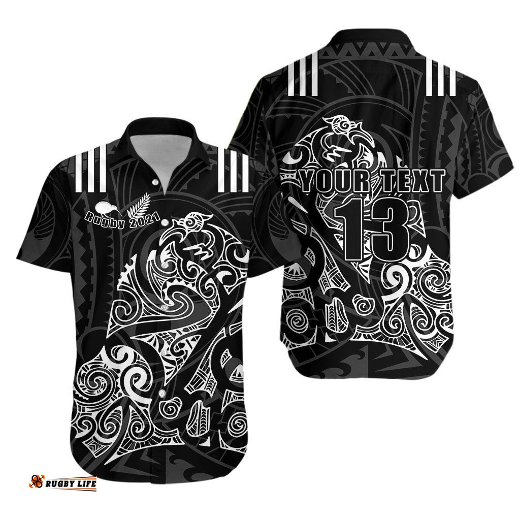 Custom Personalised Aotearoa Super Rugby Hawaiian Shirt Maori Kiwi Custom Text and Number