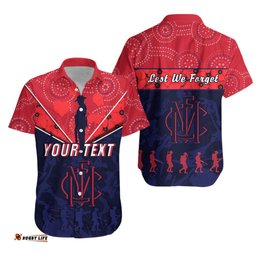 Custom Personalised Demons ANZAC Day Indigenous Hawaiian Shirt Melbourne Fancy