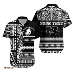 Custom Personalised Polynesian Rugby Hawaiian Shirt With Love Custom Text and Number