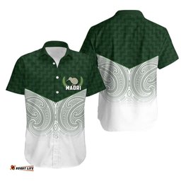 New Zealand M ori Rugby All Stars Forest Green Hawaiian Shirt
