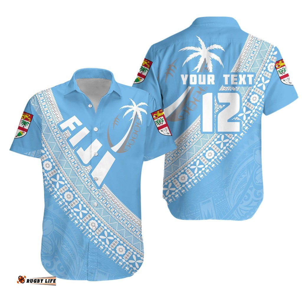Custom Personalised Fiji Rugby Hawaiian Shirt version Style You Win Blue