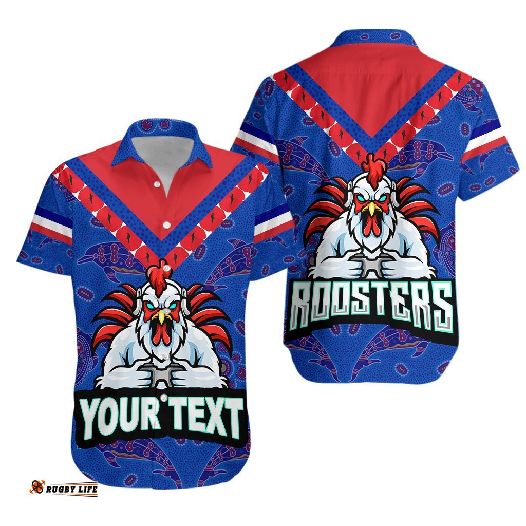 Custom Personalised Sydney Roosters Indigenous ANZAC Hawaiian Shirt Prairie Style