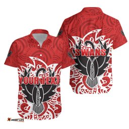 Custom Personalised Sydney Hawaiian Shirt Simple Indigenous Swans