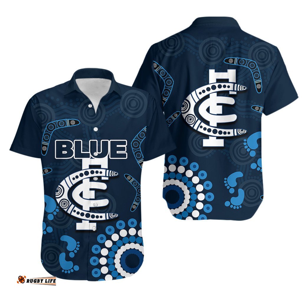 Carlton Blues Hawaiian Shirt Aboriginal Simple Style