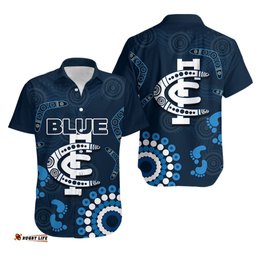Carlton Blues Hawaiian Shirt Aboriginal Simple Style