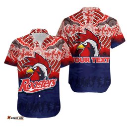 Custom Personalised Roosters Hawaiian Shirt ANZAC Day Aboriginal