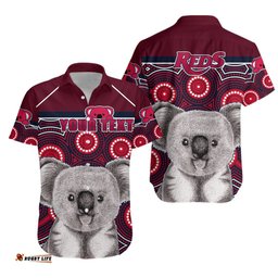 Custom Personalised Reds Rugby Australian Hawaiian Shirt Lovely Indigenous Queensland