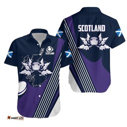Scotland Rugby Hawaiian Shirt Thistle Map