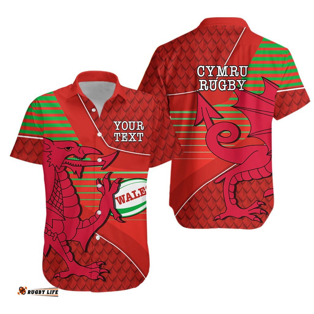 Custom Personalised Wales Rugby Hawaiian Shirt Dragon Special CYMRU