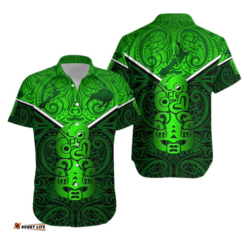 New Zealand Maori Rugby Hawaiian Shirt Pride Version Green