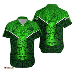 New Zealand Maori Rugby Hawaiian Shirt Pride Version Green