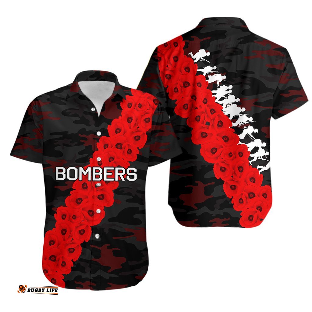Essendon Bombers Hawaiian Shirt ANZAC Day Army Patterns