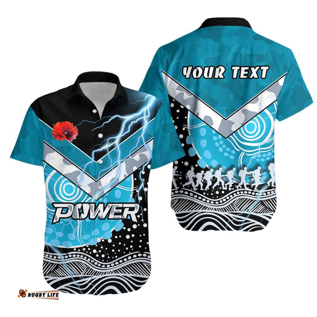 Custom Personalised Power ANZAC Day Hawaiian Shirt Port Adelaide Lighting