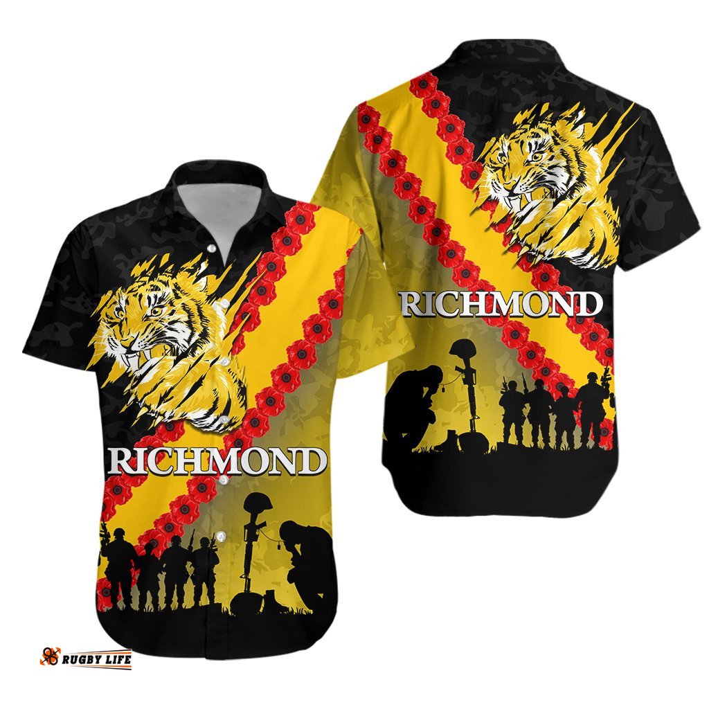Richmond Tigers Hawaiian Shirt ANZAC Day