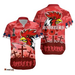 Roosters ANZAC Day Hawaiian Shirt Military Red