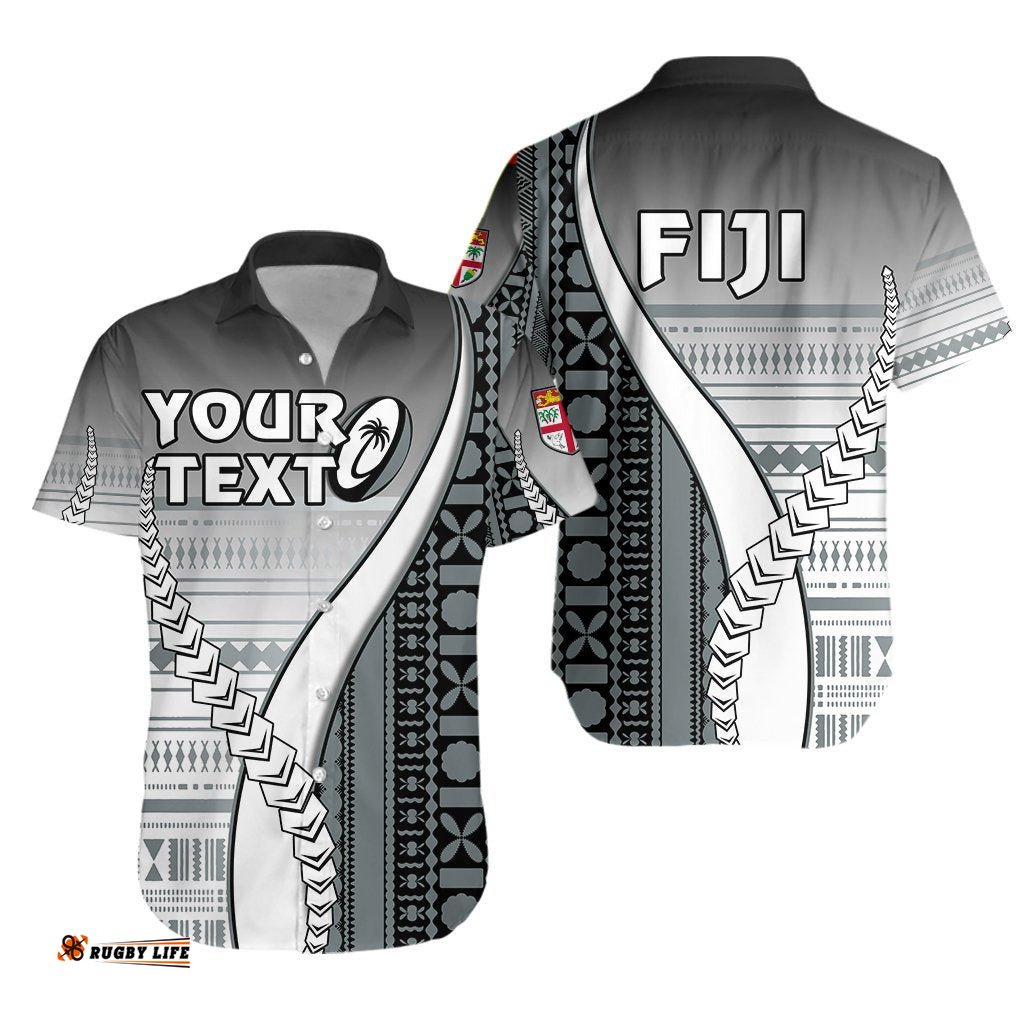 Custom Personalised Fiji Rugby Hawaiian Shirt Confident Polynesian