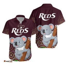 Reds Indigenous Rugby Hawaiian Shirt Koala