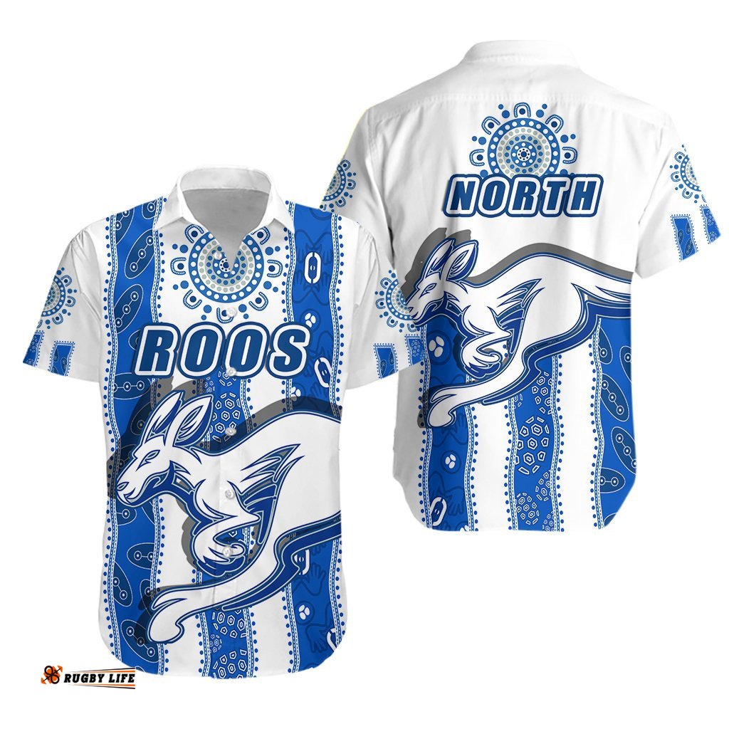 Melbourne Kangaroos Hawaiian Shirt Indigenous North Roos White
