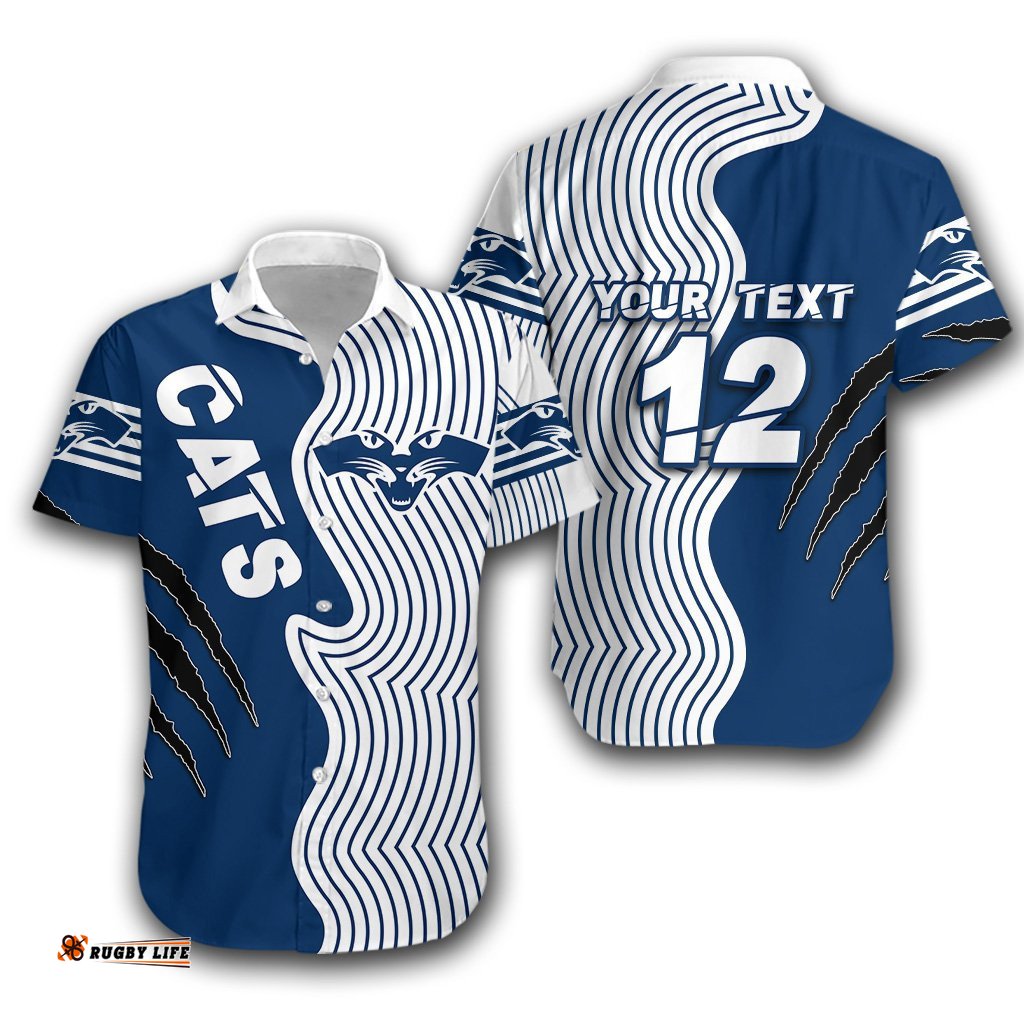 Custom Personalised Geelong Hawaiian Shirt Cats Indigenous
