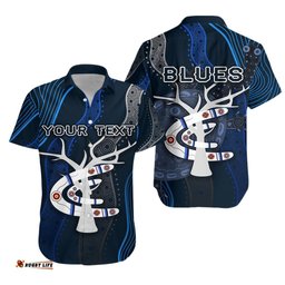 Custom Personalised Carlton Hawaiian Shirt Blues Free Style Indigenous