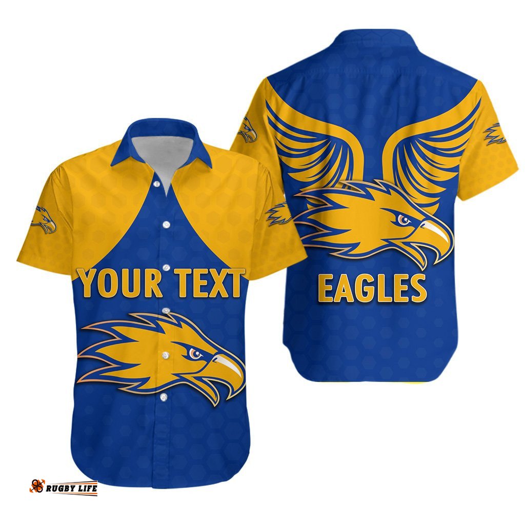 Custom Personalised Eagles Hawaiian Shirt West Coast Royal Blue