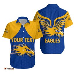 Custom Personalised Eagles Hawaiian Shirt West Coast Royal Blue