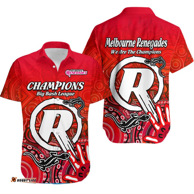 Melbourne Renegades Champions Hawaiian Shirt Lizard Indigenous Aboriginal