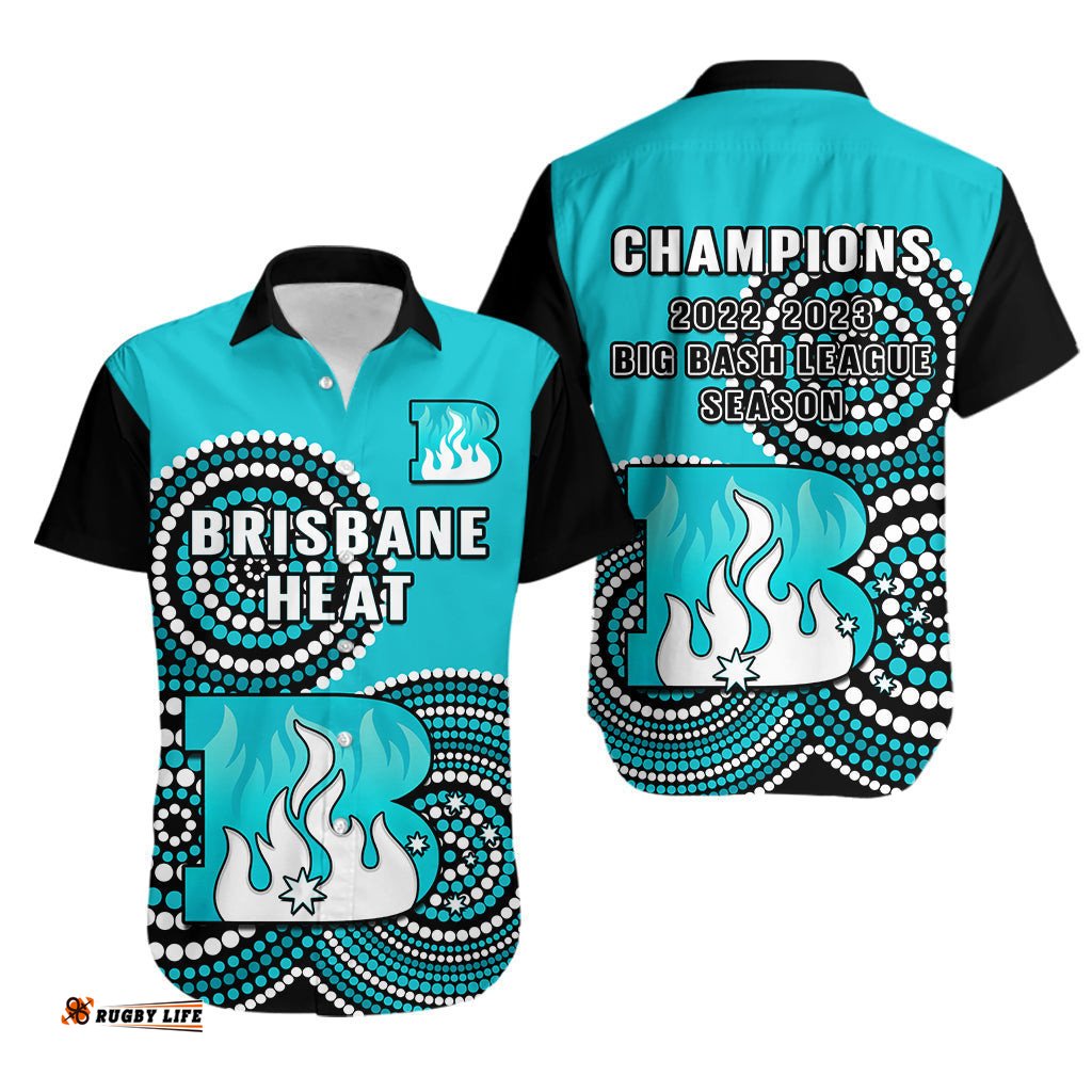 Brisbane Heat Cricket Hawaiian Shirt Champions BBL12 Proud Indigenous Art