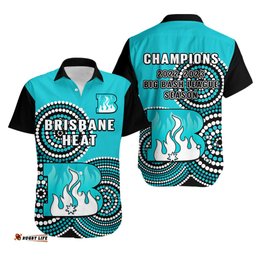 Brisbane Heat Cricket Hawaiian Shirt Champions BBL12 Proud Indigenous Art