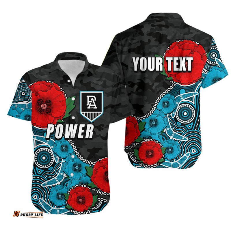 Custom Personalised Anzac Day AFLPower Army Mix Aboriginal Hawaiian Shirt