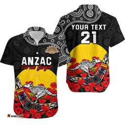 Custom Personalised Australia ANZAC Hawaiian Shirt Kangaroo Boomerang with Poppy