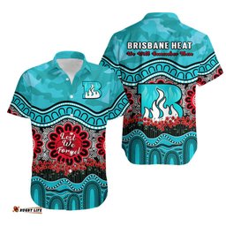 Brisbane Heat Cricket ANZAC Hawaiian Shirt Poppy Aboriginal Camouflage
