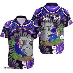 Custom Personalised Australia Koala Aboriginal Hawaiian Shirt Koala Hugging Rugby Ball Purple