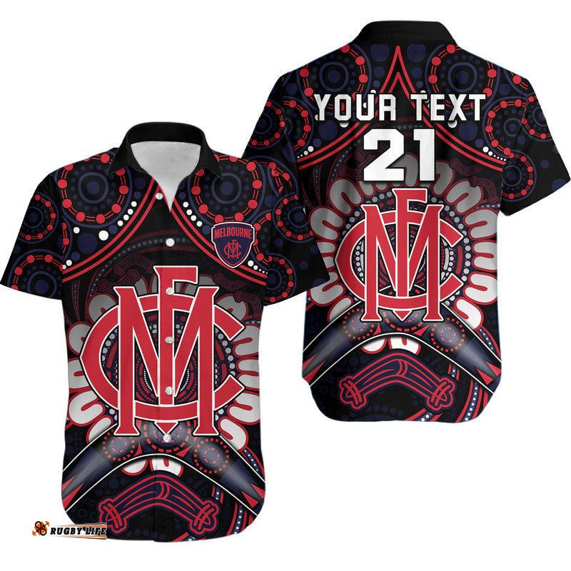 Custom Personalised Demons Football Hawaiian Shirt Boomerang Indigenous Dots