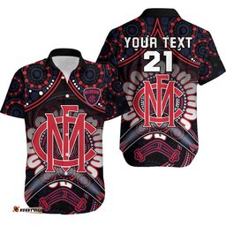Custom Personalised Demons Football Hawaiian Shirt Boomerang Indigenous Dots