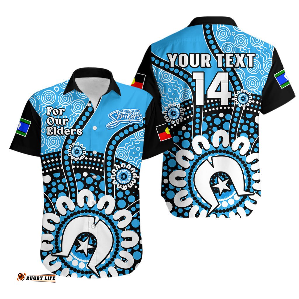 Custom Text And Number Adelaide Strikers NAIDOC Hawaiian Shirt Indigenous For Our Elders