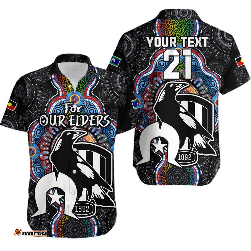 Custom Personalised Magpies Football NAIDOC Week Hawaiian Shirt For Our Elders Indigenous