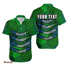 Custom Personalised Boomerang Aboriginal Dot Patterns Hawaiian Shirt Green Style