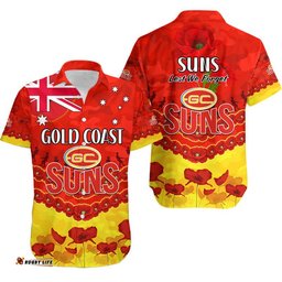 Suns Football ANZAC Hawaiian Shirt Lest We Forget